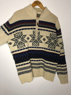 Vintage Half-Zip Wollsweater (L)