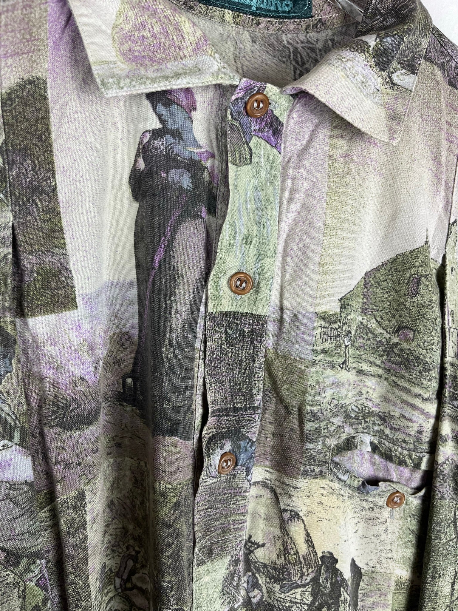 Vintage Crazy Pattern Polo Shirt (L)
