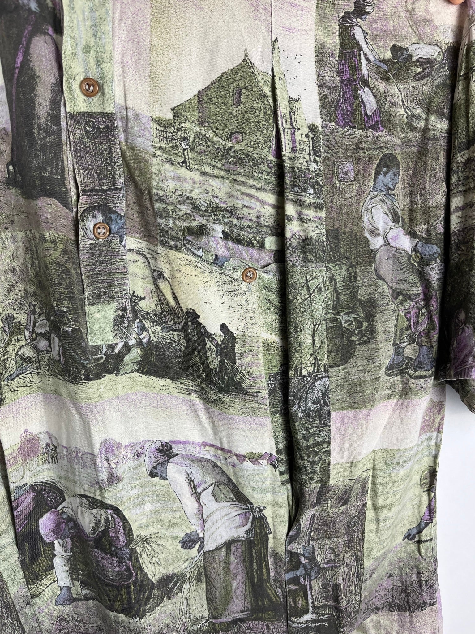 Vintage Crazy Pattern Polo Shirt (L)