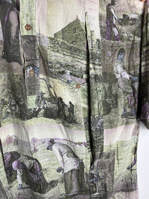 Vintage Crazy Pattern Polo Shirt (L)