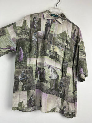 Vintage Crazy Pattern Polo Shirt (L)