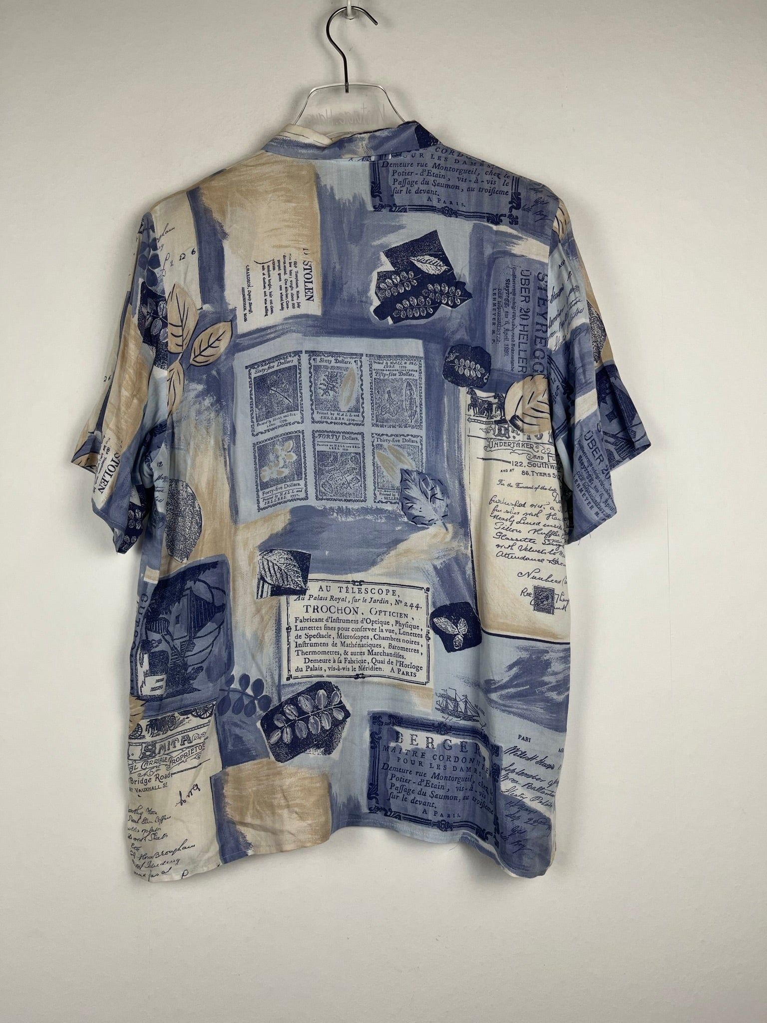 Vintage Crazy Pattern Hemd mit Schulterpolster (S)