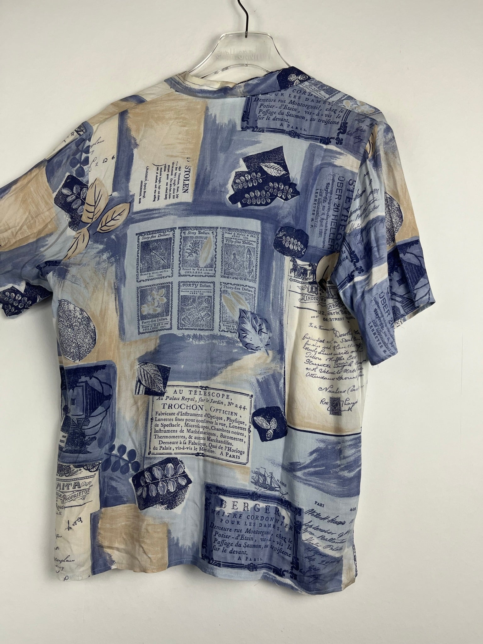 Vintage Crazy Pattern Hemd mit Schulterpolster (S)