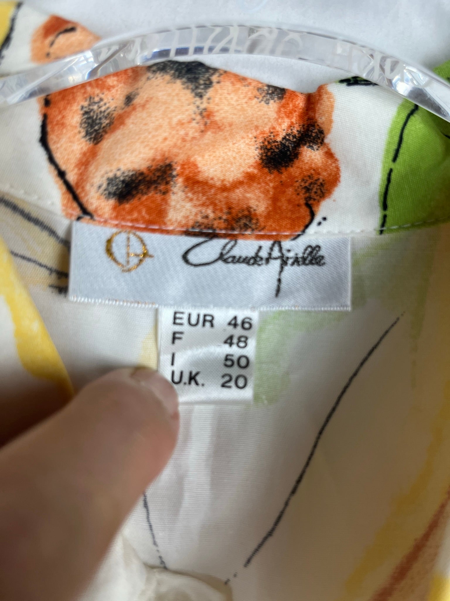 Vintage Crazy Pattern Hemd mit Schulterpolster (L)