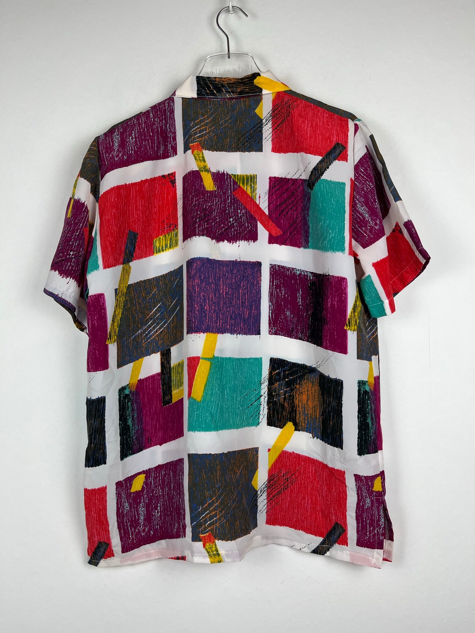 Vintage Crazy Pattern Hemd mit Schulterpolster (S)